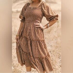 IVY CITY CO Smock Dress size Small Brown Floral